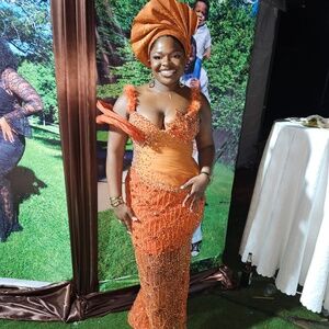 Brunt Orange Asoebi Dress